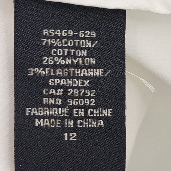 Renuar White Button-Up Shirt Size 12 Womens Sleek Cotton Nylon New - Picture 5 of 11